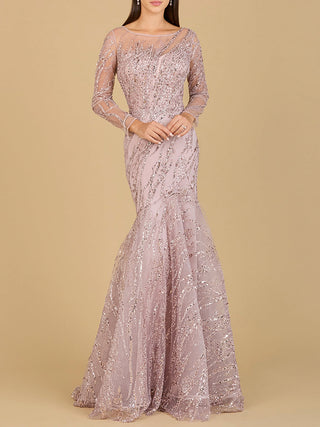 Long Sleeve Mermaid Beaded Gown