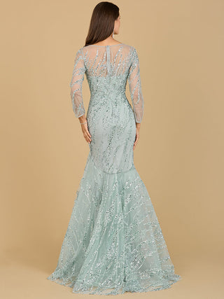 Long Sleeve Mermaid Beaded Gown