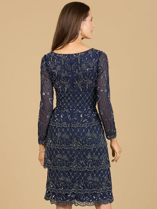 Knee Length, Long Sleeve Cocktail Dress - By Baano