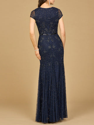 Beaded Mermaid Cap Sleeve Gown - By Baano