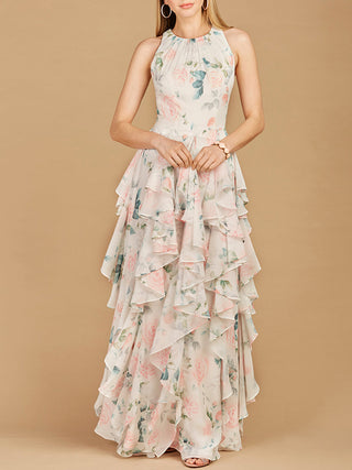 High Neck, Ruffled Skirt Printed Dress - OUTLET - By Baano