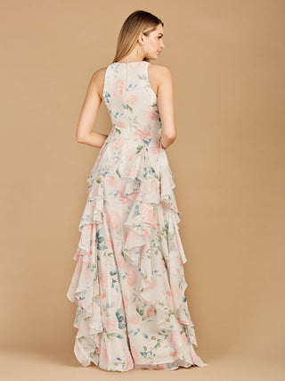 High Neck, Ruffled Skirt Printed Dress - OUTLET - By Baano