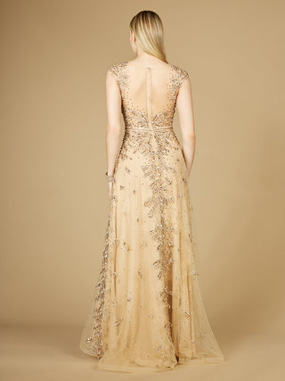 Inspired Lace Gown with Cap Sleeves - By Baano