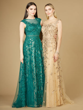 Inspired Lace Gown with Cap Sleeves - By Baano