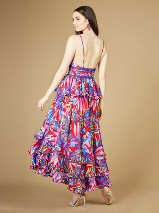 Ruffle Skirt Printed Gown - OUTLET - By Baano