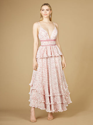 Plunging V-Neck Print Dress OUTLET - By Baano