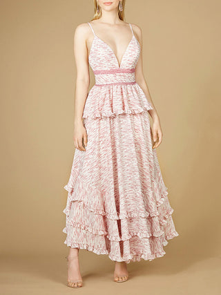 Plunging V-Neck Print Dress OUTLET - By Baano