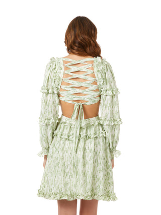 Print Cocktail Short with Cutout and Lace Up Back OUTLET - By Baano