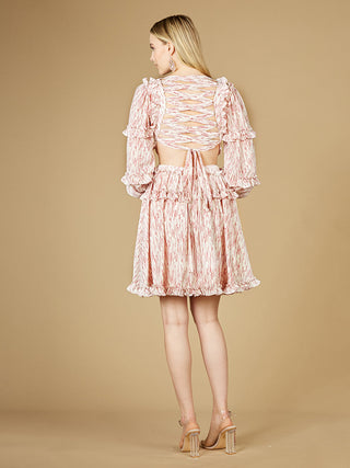 Print Cocktail Short with Cutout and Lace Up Back OUTLET - By Baano
