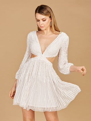 Long Sleeve Cut Out Dress with Lace Up Back