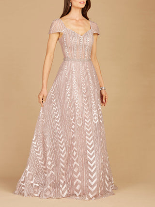 Cap Sleeve Beaded Lace Ballgown - By Baano