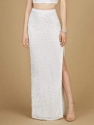 Long Side-Slit Beaded Skirt - By Baano