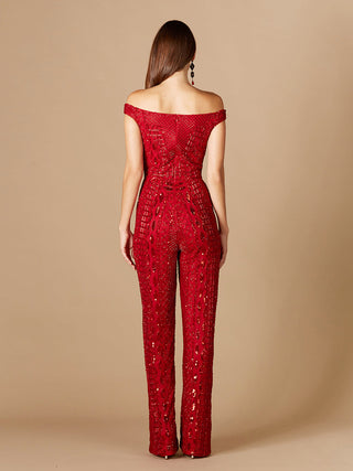 Beaded Off Shoulder Jumpsuit