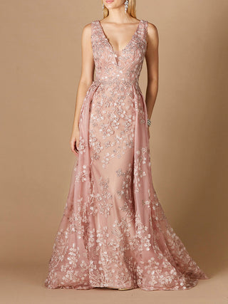 Floral Applique Overskirt Dress - By Baano