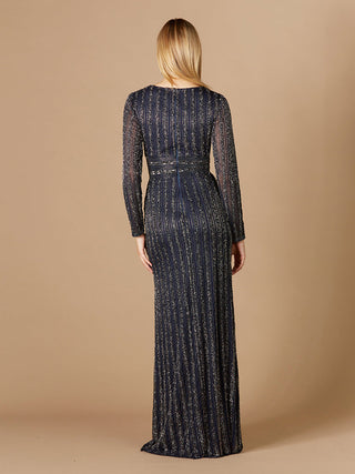 Long Sleeve Beaded Gown - By Baano