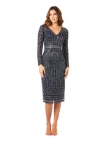 Long Sleeve Midi Dress with V-Neckline OUTLET Lara New York