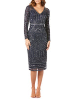 Long Sleeve Midi Dress with V-Neckline OUTLET Lara New York