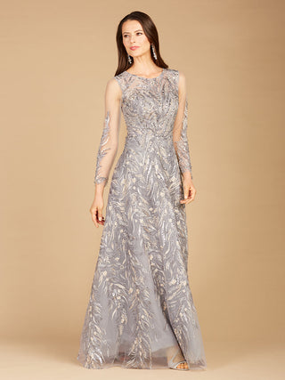 High Neck, Long Sleeve Ball Gown - By Baano