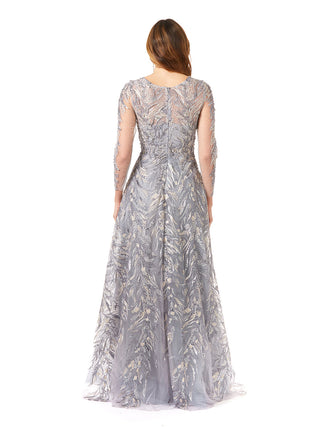 High Neck, Long Sleeve Ball Gown - By Baano