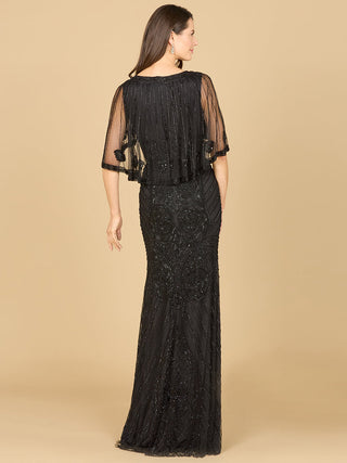 Cape Sleeve V-Neck Beaded Gown - By Baano