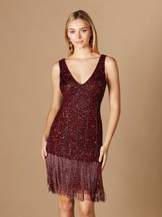 Beaded Fringe Cocktail Dress - By Baano