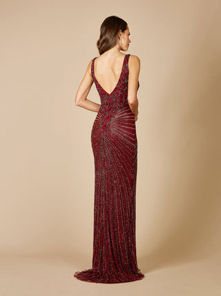 Lara 29528 - Thigh High Slit Beaded Gown - By Baano