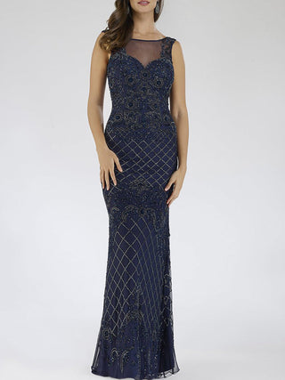 Lara 29538 - Illusion Neckline Long Dress - By Baano