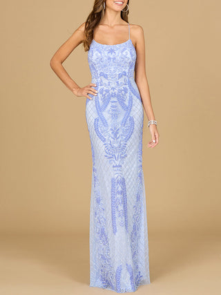 Lara 29577 - Scoop Neck, Lace Up Open Back Dress - By Baano