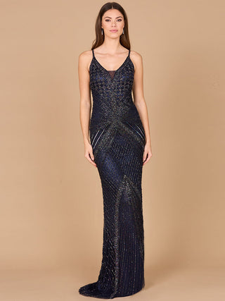 Lara 29595 - Spaghetti Strap Navy Dress - By Baano