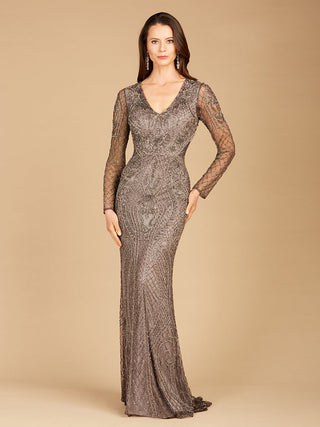 Lara 29615 - Long Sleeve Beaded Dress - By Baano