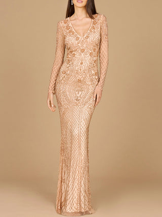 Lara 29615 - Long Sleeve Beaded Dress - By Baano