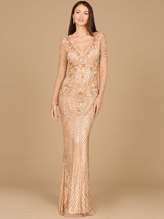 Lara 29615 - Long Sleeve Beaded Dress - By Baano