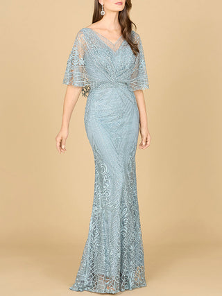 Lara 29673 - Cape Sleeve Mermaid Gown - By Baano