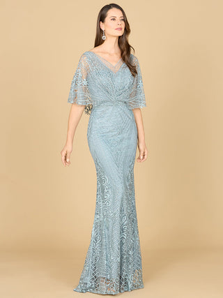 Lara 29673 - Cape Sleeve Mermaid Gown - By Baano
