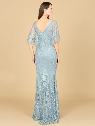 Lara 29673 - Cape Sleeve Mermaid Gown - By Baano