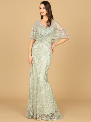 Lara 29673 - Cape Sleeve Mermaid Gown - By Baano