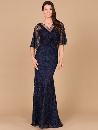 Lara 29673 - Cape Sleeve Mermaid Gown - By Baano