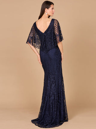 Lara 29673 - Cape Sleeve Mermaid Gown - By Baano