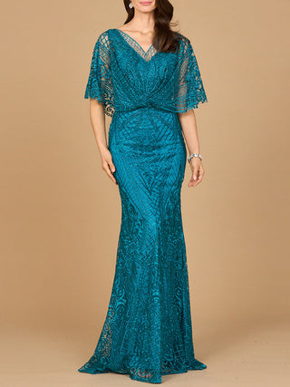 Lara 29673 - Cape Sleeve Mermaid Gown - By Baano