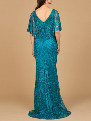 Lara 29673 - Cape Sleeve Mermaid Gown - By Baano