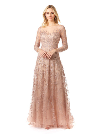 Lara 29677 - Illusion Neckline A-line Long Sleeves Gown - By Baano