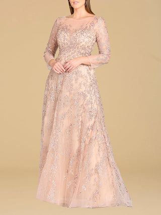 Lara 29677 - Illusion Neckline A-line Long Sleeves Gown - By Baano