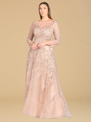 Lara 29677 - Illusion Neckline A-line Long Sleeves Gown - By Baano