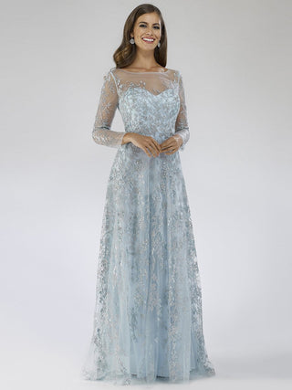 Lara 29677 - Illusion Neckline A-line Long Sleeves Gown - By Baano