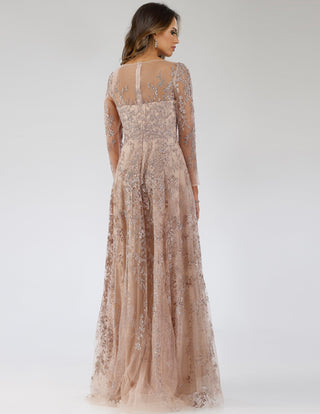 Lara 29677 - Illusion Neckline A-line Long Sleeves Gown - By Baano