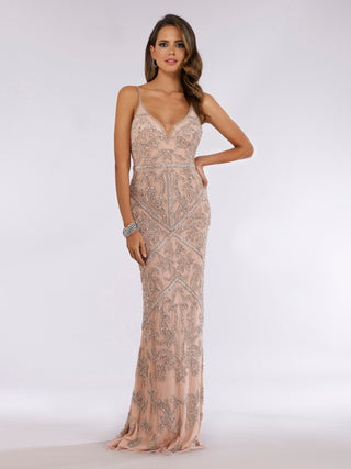 Lara 29744 - Spaghetti Strap Beaded Dress - By Baano