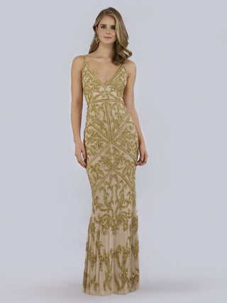 Lara 29744 - Spaghetti Strap Beaded Dress - By Baano