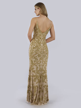 Lara 29744 - Spaghetti Strap Beaded Dress - By Baano