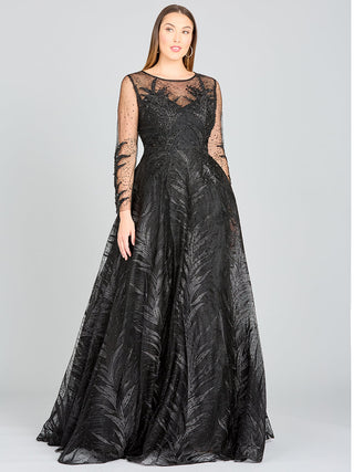 Lara 29761 - High Neck Sheer Long Sleeve Embellished Gown - By Baano