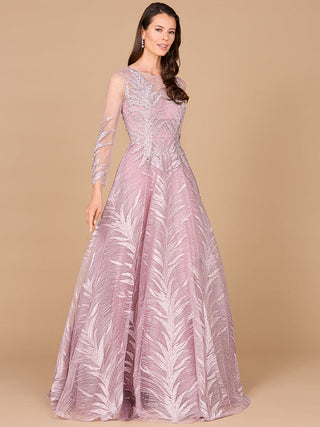 Lara 29761 - High Neck Sheer Long Sleeve Embellished Gown - By Baano